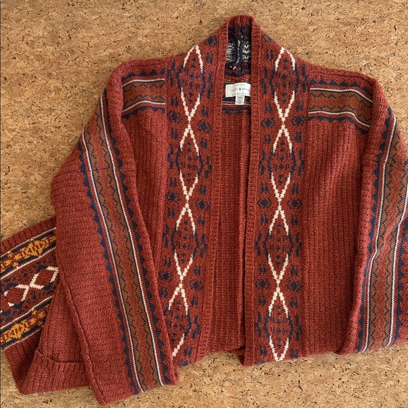 Lucky Brand Sweaters - Lucky Brand Rust Geometric Cardigan